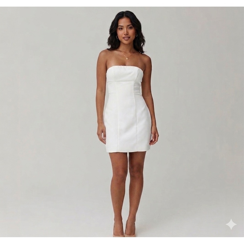 Princess Polly White Strapless Gwyneira Mini Dress Bodycon Cocktail Bridal 0